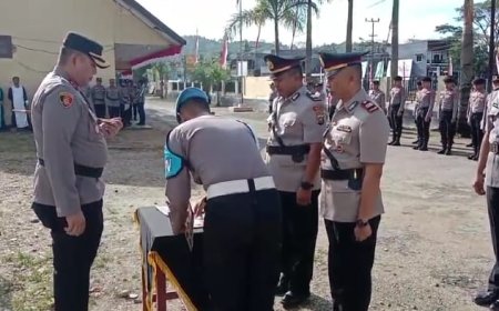 Kapolres Koltim Pimpin Upacara Pelantikan Kabag Log Serta Sertijab Kasat Binmas Dan Kapolsek Ladongi