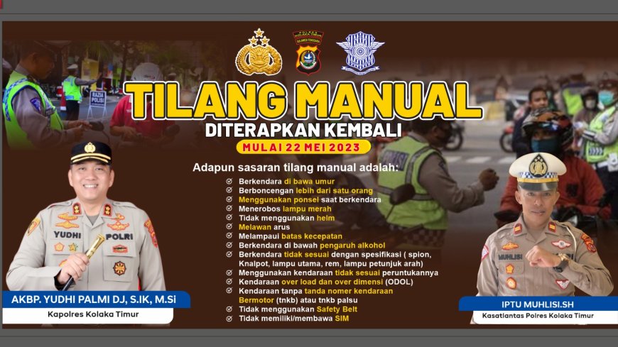 Tilang Manual Diberlakukan Kembali, Polres Koltim Sasar 11 Pelanggaran Lalu Lintas