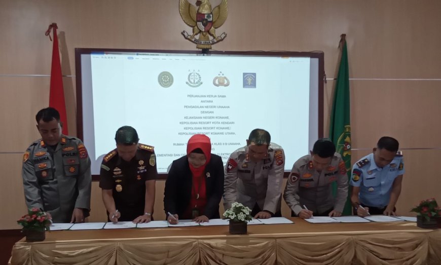 Mudahkan Layanan Perkara Pidana, PN Unaaha Teken MoU  Terkait Implementasi e- BERPADU