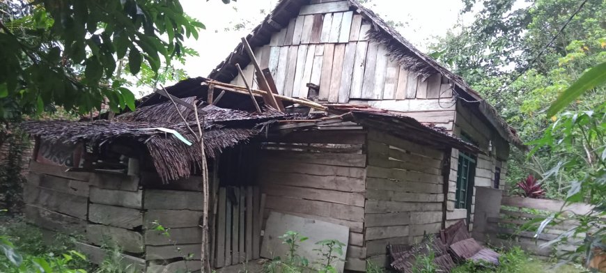 Miris! Sepasang Kakek Nenek Bersama Cucunya Tinggal Dirumah Yang Hampir Ambruk